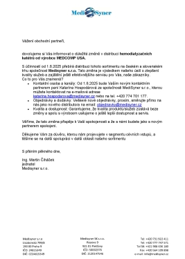 Nový distributor ČR a SK - hemodialýza Medcomp od Medisyneru